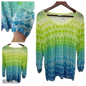 Chico's Tunic Green and Blue XL